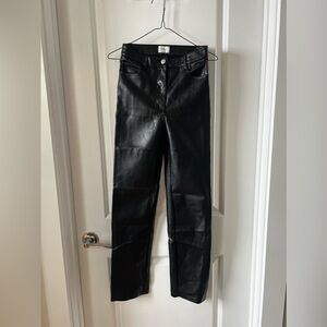 Black faux leather pants